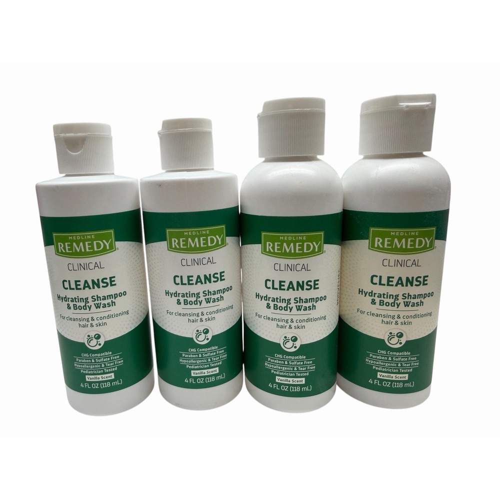 Lot Of 4 Medline Remedy w/ Phytoplex‎ Hydrating shampoo and body wash, 4 Oz. New